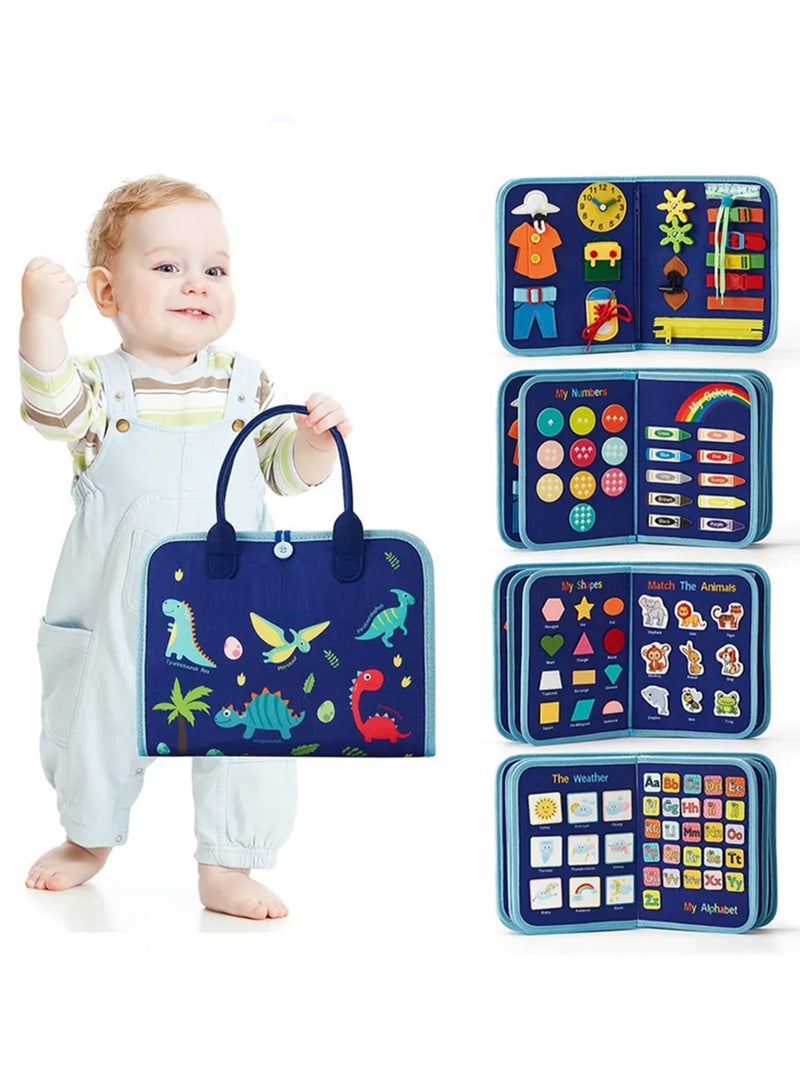 ألعاب مونتيسوري - لوحة مشغولة - ألعاب حسية للأطفال الصغار من عمر 3 إلى 4 سنوات، ألعاب سفر للأطفال الصغار، ألعاب تعليمية للتوحد، ألعاب للأطفال الصغار من عمر 3 إلى 6 سنوات للفتيات والأولاد في عيد ميلادهم (أزرق) - Image 2